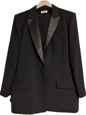Little Black Tux BLACK PEAK LAPEL LONG TUXEDO JACKET